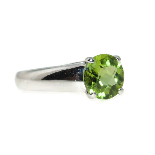 Bezel Set Peridot Ring with Hidden Diamonds