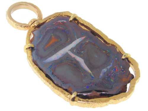 Black Opal 14k Yellow Gold Statement Pendant