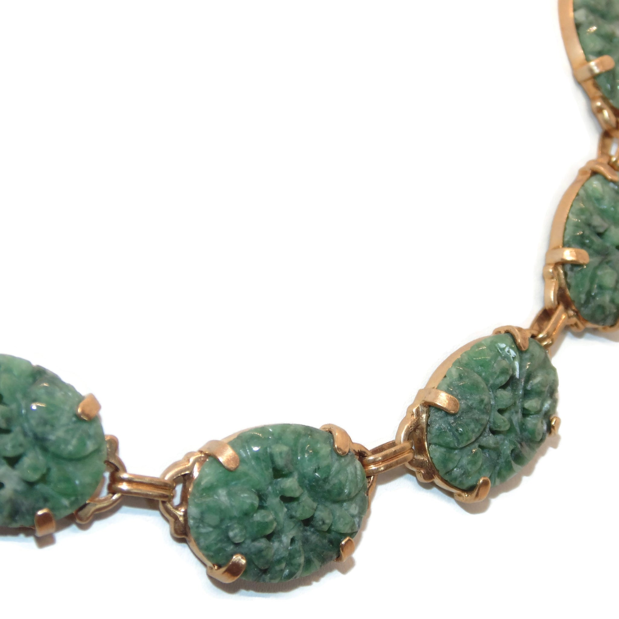 Rare: cameo style jade Buddha top carving on matching necklace.