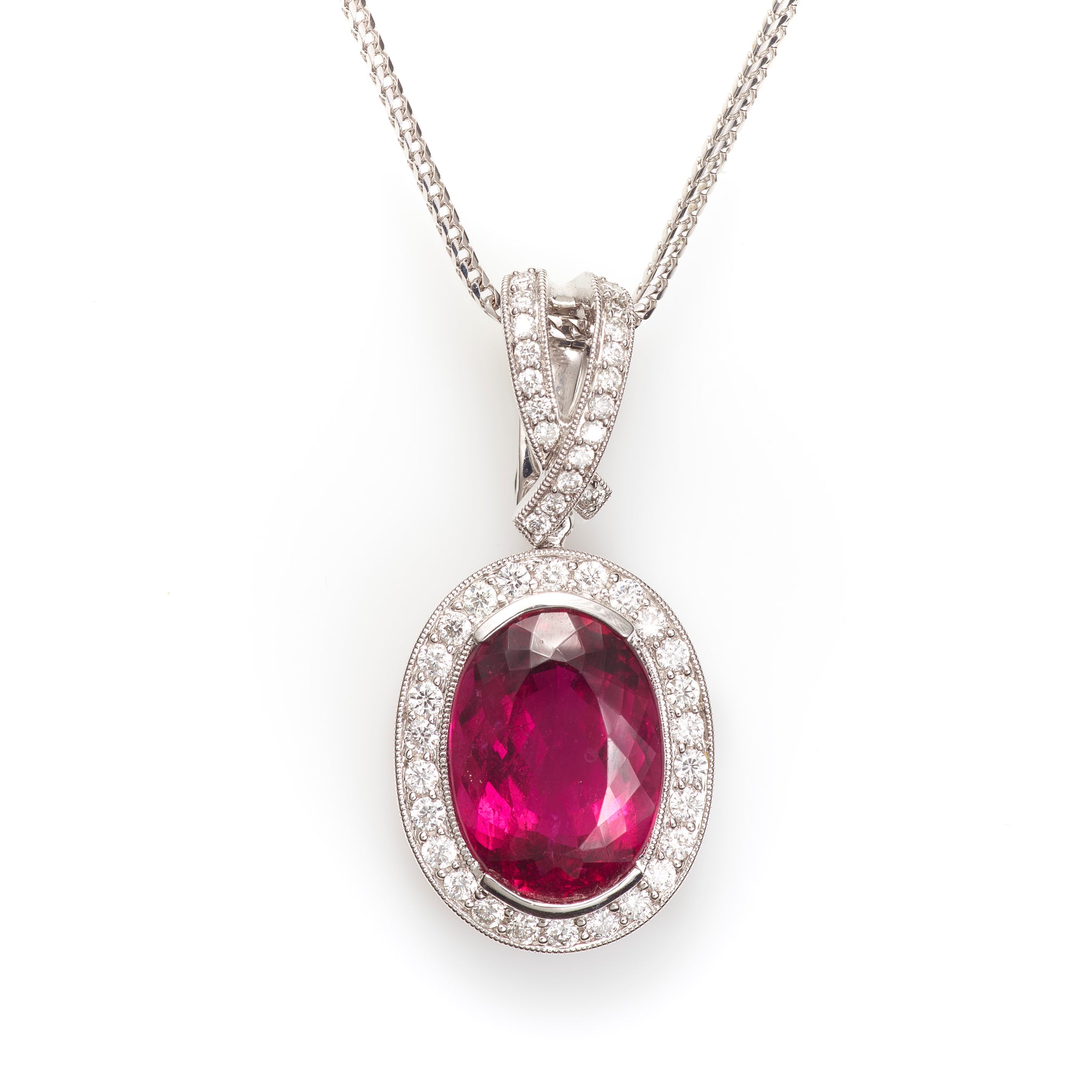 Pink rubellite tourmaline gemstone necklace hotsell