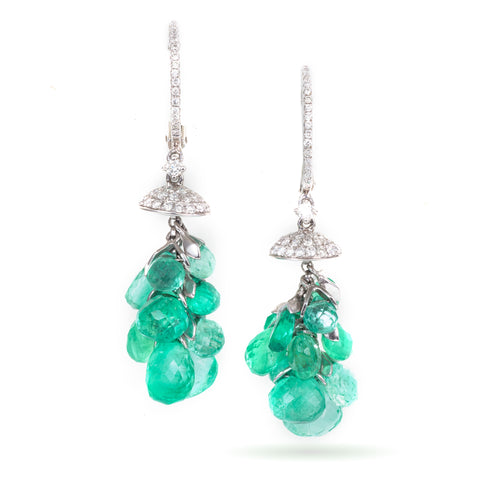 Custom Made Emerald & Diamond Earrings