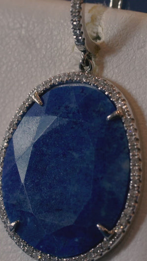 Custom-Made Oval Lapis Lazuli Earrings in 14k White Gold Video Thumbnail